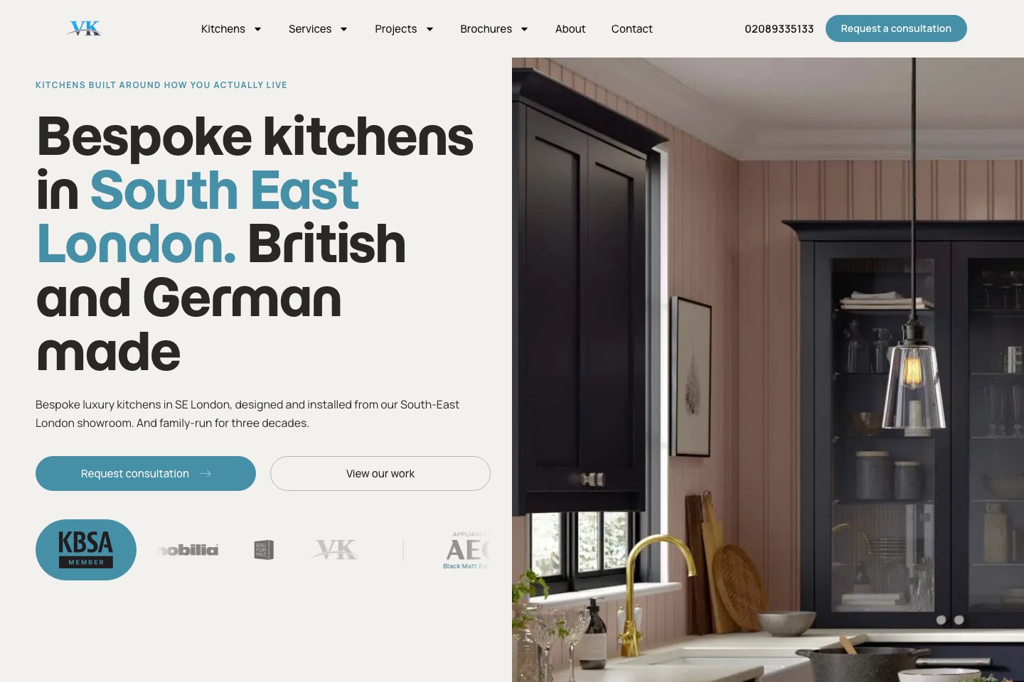 Victoria Kitchens website built by Crosfield Webhub